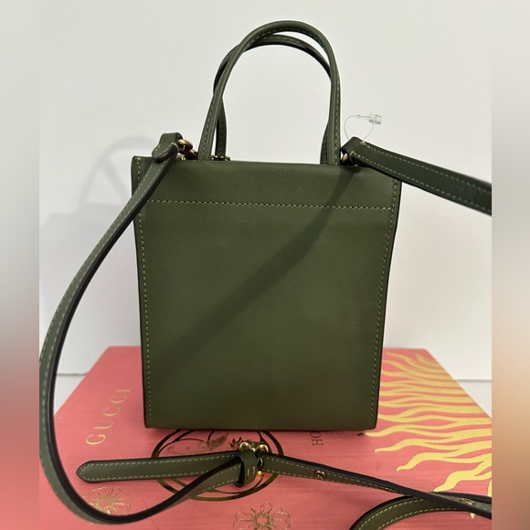COACH Mini Cashin Tote Bag Crossbody Glovetanned Leather in Olive Green C4828 - Picture 6 of 17